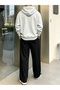 Printless Hooded Wide-Leg Bottom Sweatpants Set - 3