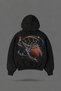 Oversize Basketball Printed Hooded Black Sweatshirt