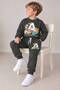 Boy's Animal Figured a Printed Sweatshirt and Jogger Pants 2-Piece Top and Bottom Set