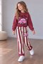 Girl's Happy Day Car Printed Top and Striped Pants Set - 4