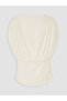 Vizyon New Season Ecru Draped Collar Gathered Blouse - 3
