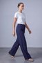 Waist-Tied, Wide-Leg Suede Trousers Dark Blue 18273 - 3