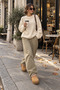 Women's Tan Knitted Detailed Suede Look Plush Lined Platform Closed Slippers - 2