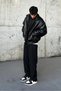 Oversize Erkek Siyah Deri Ceket - 6