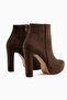 Abbie Brown Suede Pointed Toe High Heeled Zippered Boots - 5