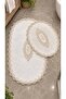Isola Bella Non-Slip Base, Dowry Velvet Lace Detailed 2-Piece Super Luxury Oval Bath Mat Set