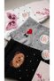 Women's Booties Socks 3-Pack Black Teddy Bear Gray L Love You White Butterfly Patterned Dotted Socks - 2