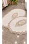 Isola Bella Non-Slip Base, Dowry Velvet Lace Detailed 2-Piece Super Luxury Oval Bath Mat Set - 5