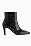 Dona Black Patent Leather Heeled Women's Boots