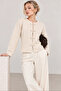 Women's Ecru Special Design Authentic Button Detailed Crew Neck Knitwear Cardigan (S/M) - 3