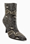 Corina Gray Snake Patterned Pointed Toe Women's Heeled Boots - 2