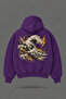 Oversize Riptide Front and Back Printed Hooded Purple Sweatshirt - 2