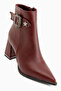 Olena Burgundy Buckle Detailed Heeled Women's Boots - 2