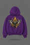 Oversize Moth to Flame Front and Back Printed Hooded Purple Sweatshirt - 2