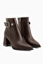 Olena Brown Buckle Detailed Heeled Women's Boots - 4