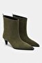 Harper Khaki Genuine Suede Pointed Toe Cone Heel Women's Boots - 4