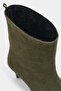 Harper Khaki Genuine Suede Pointed Toe Cone Heel Women's Boots - 6