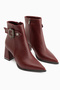 Olena Burgundy Buckle Detailed Heeled Women's Boots - 5