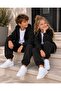 Children's Unisex Hooded Zippered Black Cardigan - School Cardigan - 3