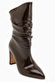 Lindy Brown Zippered Heeled Long Design Boots - 2