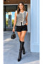 Women's Black-White Striped Gold Buttoned Asymmetrical Knitwear Vest 1974 - 4