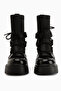 Casey Black Thick Sole Lace-Up Women's Boots - 5