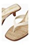 Dollie 55 Cream Leather Thin Strap Mid Heel Flip Flops - 4