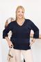 V-Neck Cotton Mercerized Sweater with Glitter Stone Detail