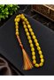 Large Size Crimped Amber Prayer Beads in Mustard Yellow Tones - 2