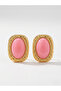 Pink Oval Stone Vintage Earrings