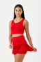 Women's Red Bustier Shorts Skirted Strap Swimsuit Set Lycra - 6