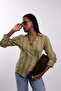 Green Asymmetrical Tie-Dye Detailed Shirt 3307 - 2