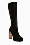 Ariya Black Suede Platform Heeled Zippered Women's Boots - 2