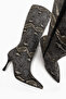 Jana Gray Snake Patterned Pointed Toe Women's Heeled Boots - 5