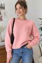Women's Pink Floral Embroidered Winter Oversize Knitwear Sweater