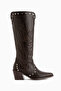 Lassie Brown Western Women's Boots with Embroidery and Studded Detail