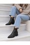 Women's Stretch Black Pointed Toe Heeled Ankle Boots Stylish Daily Short Boots (5 cm) - 5