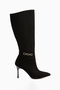 Patty Black Suede Thin Heeled Women's Boots