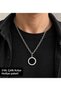 Men's Black Detailed Round End Roman Numeral Chain Necklace