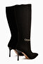 Patty Black Suede Thin Heeled Women's Boots - 5