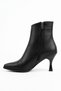 Nerme Parted Side Zipper Women's Classic Thin Heeled Boots Black Leather - 3