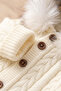 Knitted Fur Detailed Welsoft Lined Hooded Winter Baby Jumpsuit - 6