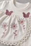 Premium Butterfly & Flower Embroidered Lace Detailed 5-Piece Baby Girl Hospital Discharge Set, 100% Cotton - 4