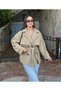 Women's Cashmere Button and Belt Detailed Short Cashmere Coat Beige