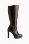 Ariya Brown Crocodile Platform Heeled Zippered Women's Boots
