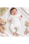 Soft Waffle Fabric Collared Lace-Up Kokoş Baby Jumpsuit