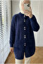 Women's Livia Stone Buttoned Bearded Knitwear Long Cardigan