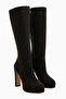 Ariya Black Suede Platform Heeled Zippered Women's Boots - 3