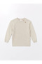 Lcw Kids Ecru Crew Neck Long Sleeve Boys' Knit Sweater