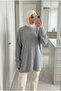 Women's Plush Stone Detailed Oversize Long Sweater Tunic 85 cm - 4